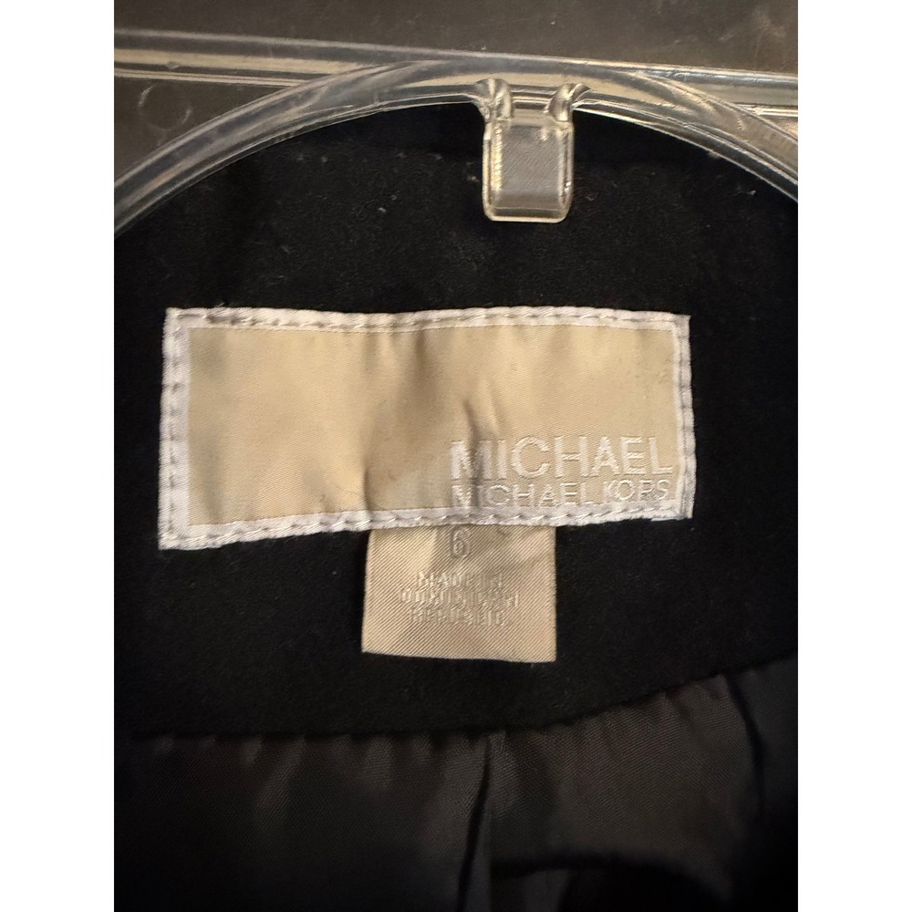 MICHAEL KORS Womans Wool Blend‎ Pea Coat Jacket Size 6 Gold Zip Black - Picture 2 of 10